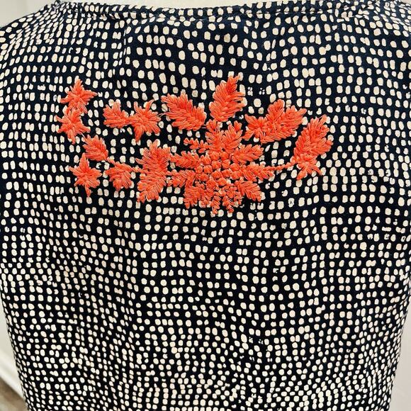 THML Boho Red Embroidery on Blue and Beige Patterned Flowy Tank Size L (A0132) - Picture 5 of 7